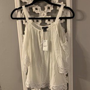 NWT!!! White cold shoulder shirt